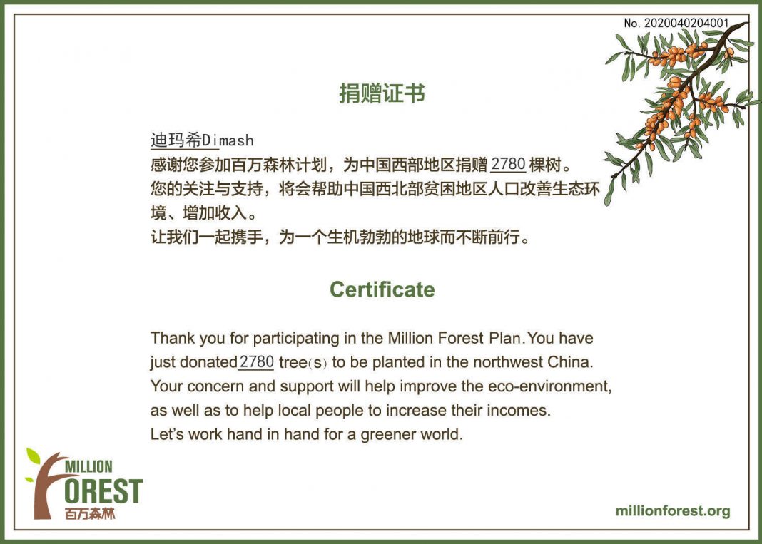 Chinese Dears planted 2780 trees for Dimash’s birthday