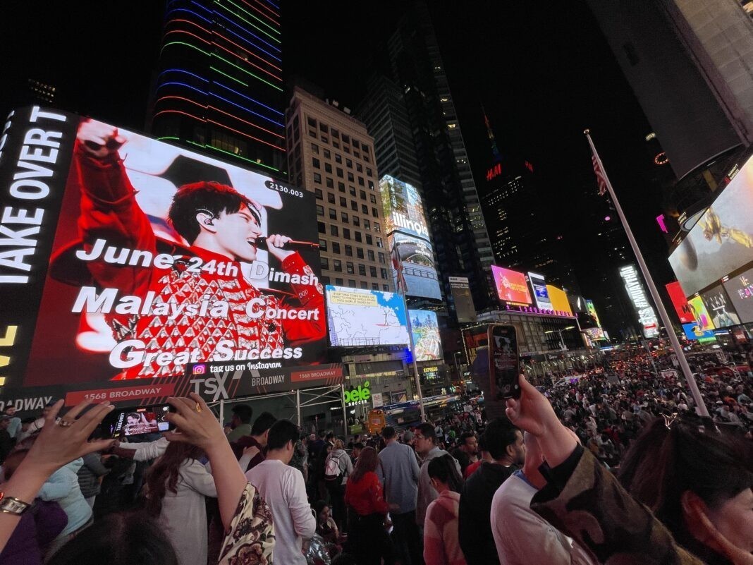 Video in support of Dimash's composition 'Omir' is broadcasted in Times Square