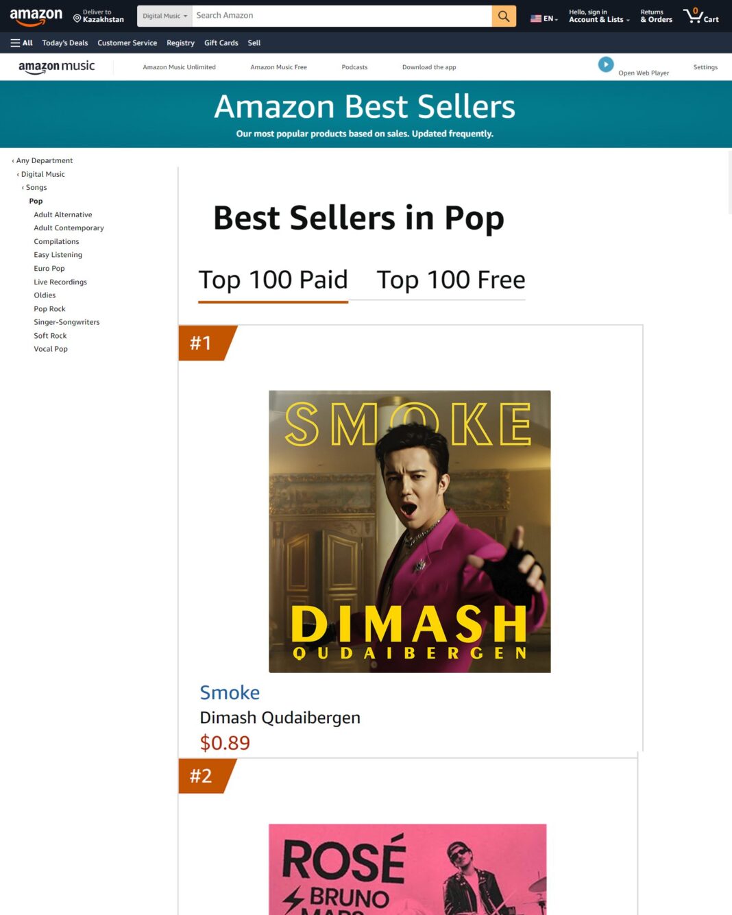 Dimash Qudaibergen’s Song “Smoke” Enters U.S. Amazon and iTunes Charts