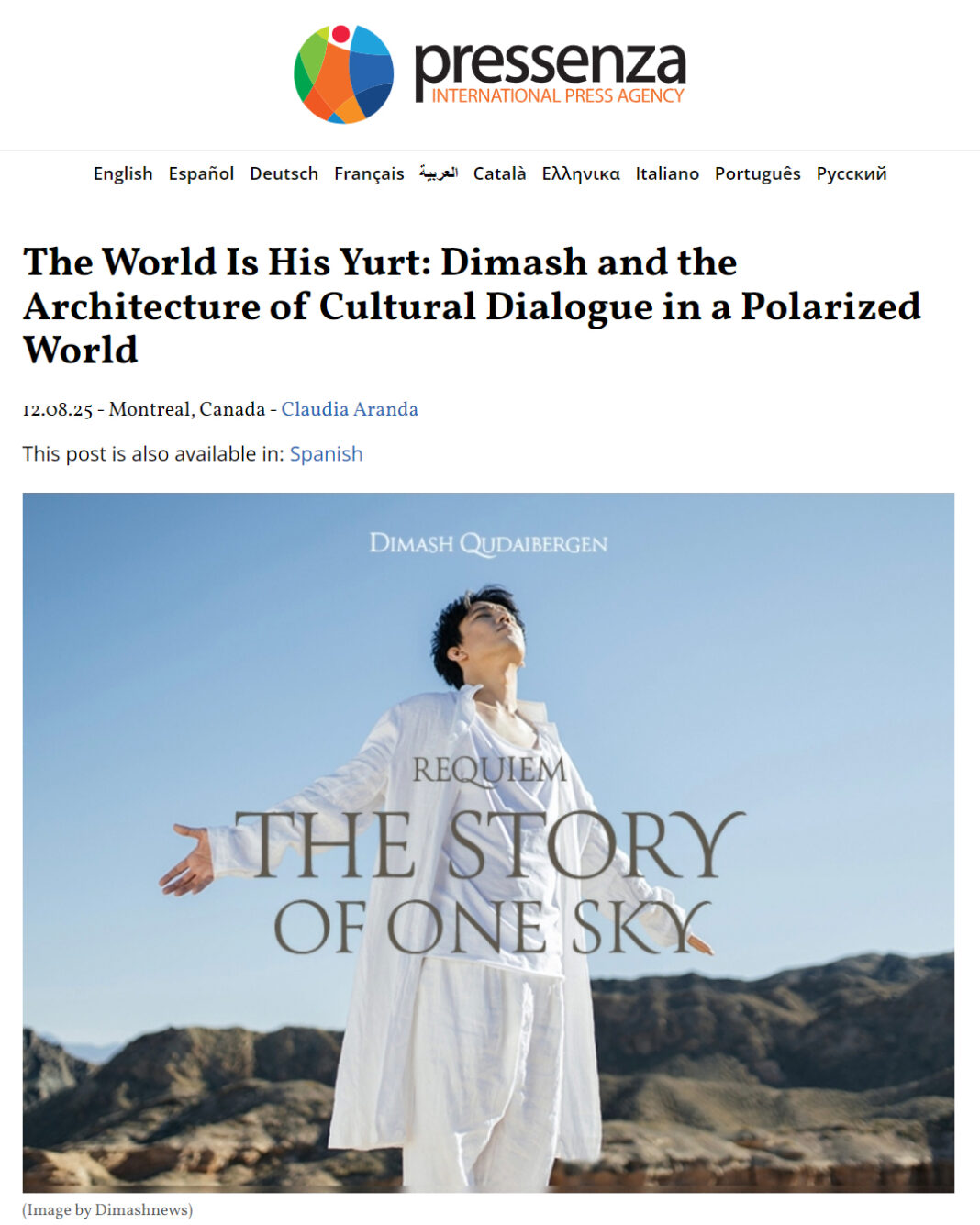 Dimash as an Architect of Cultural Dialogue – New International Articles on the Kazakh Artist