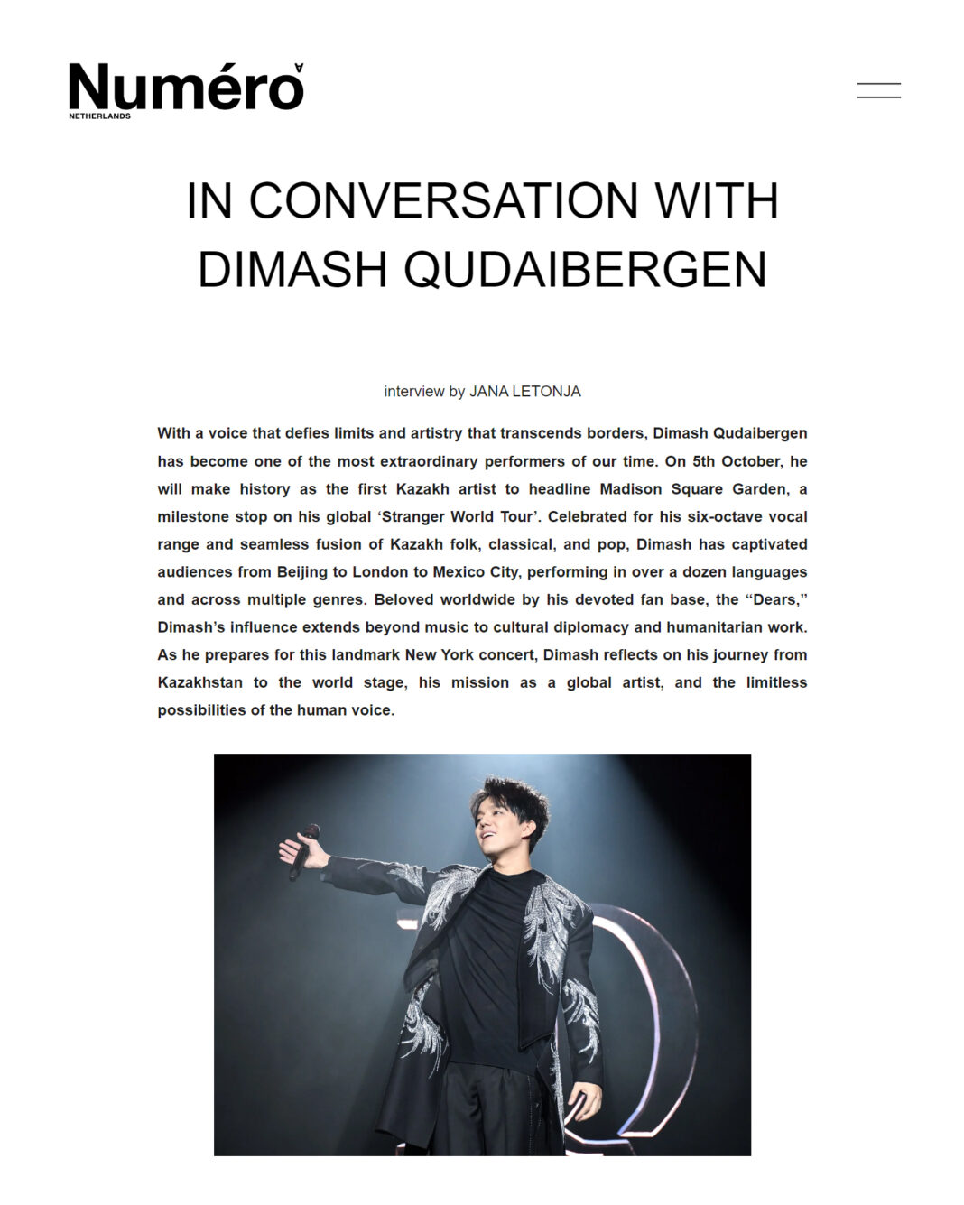 Dimash Qudaibergen Gives Interviews to International Media Ahead of His New York Concert