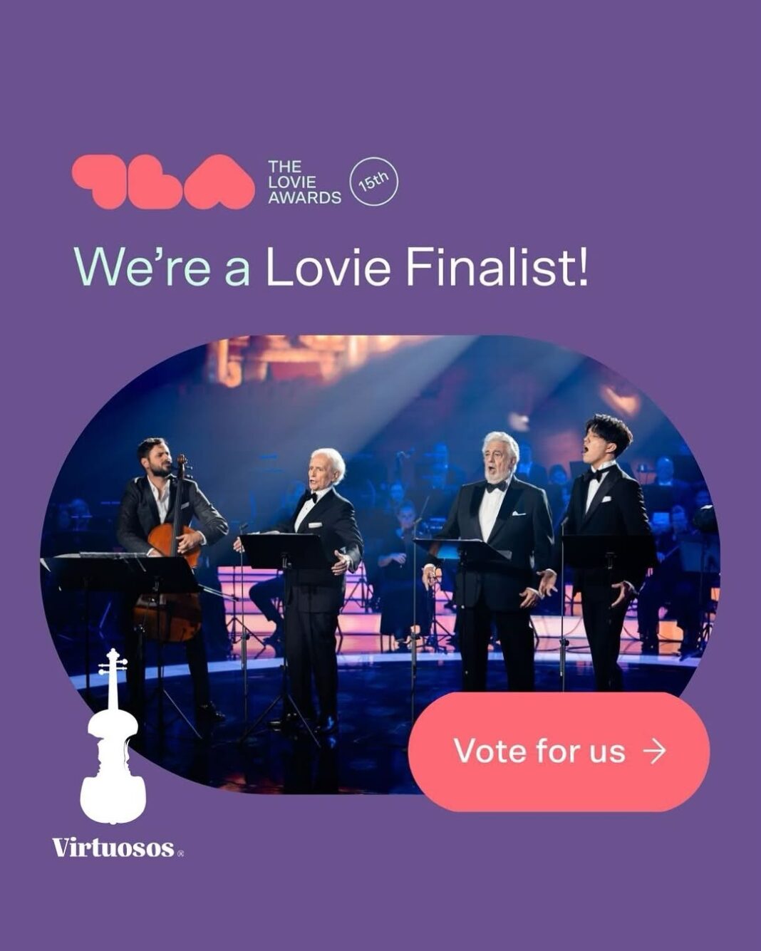 The music video “My Way” featuring Plácido Domingo, José Carreras, Hauser, and Dimash Qudaibergen has been named a finalist at the Lovie Awards