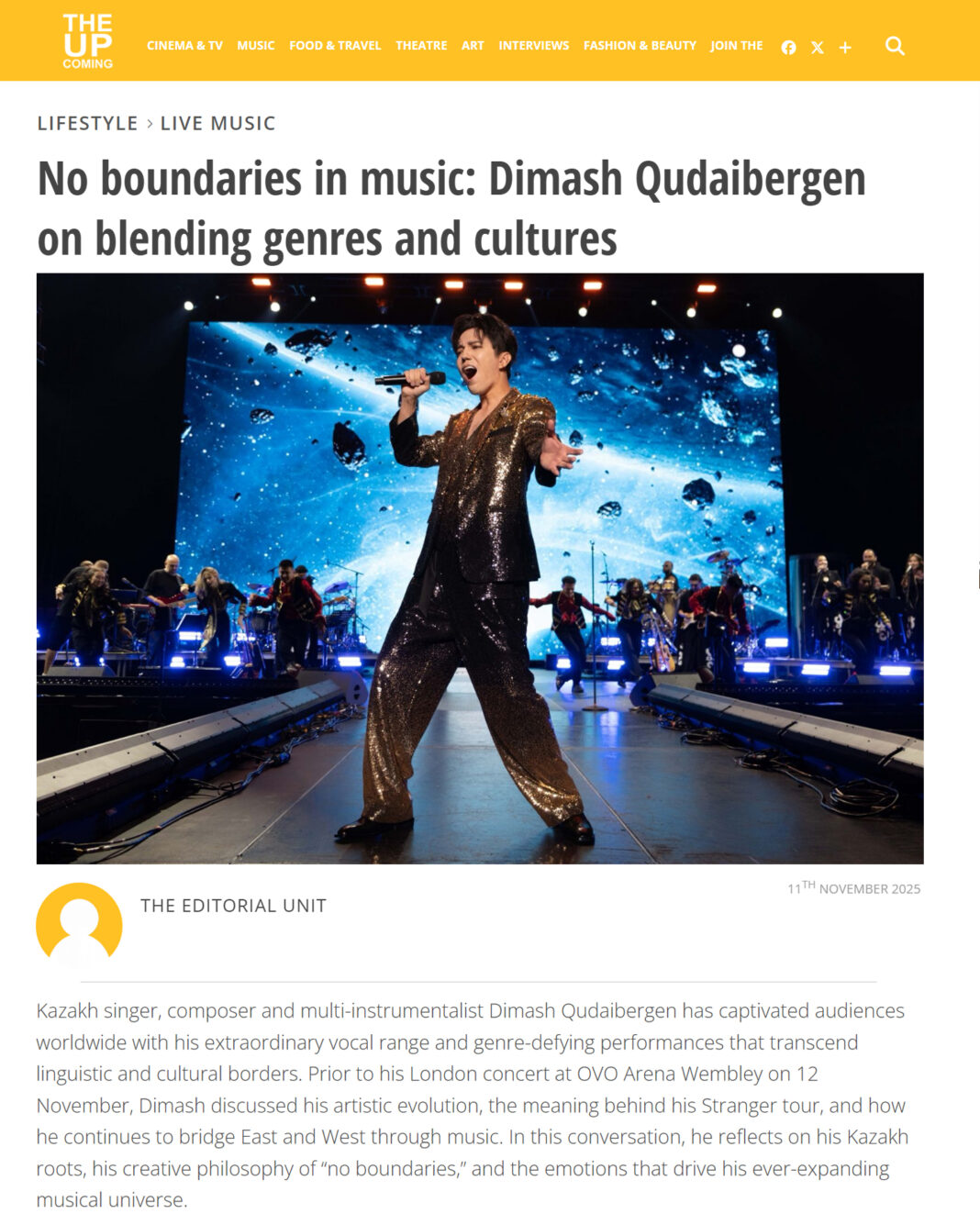 No boundaries in music: Dimash Qudaibergen Talks About Blending Genres and Cultures in an Interview with London’s The Upcoming